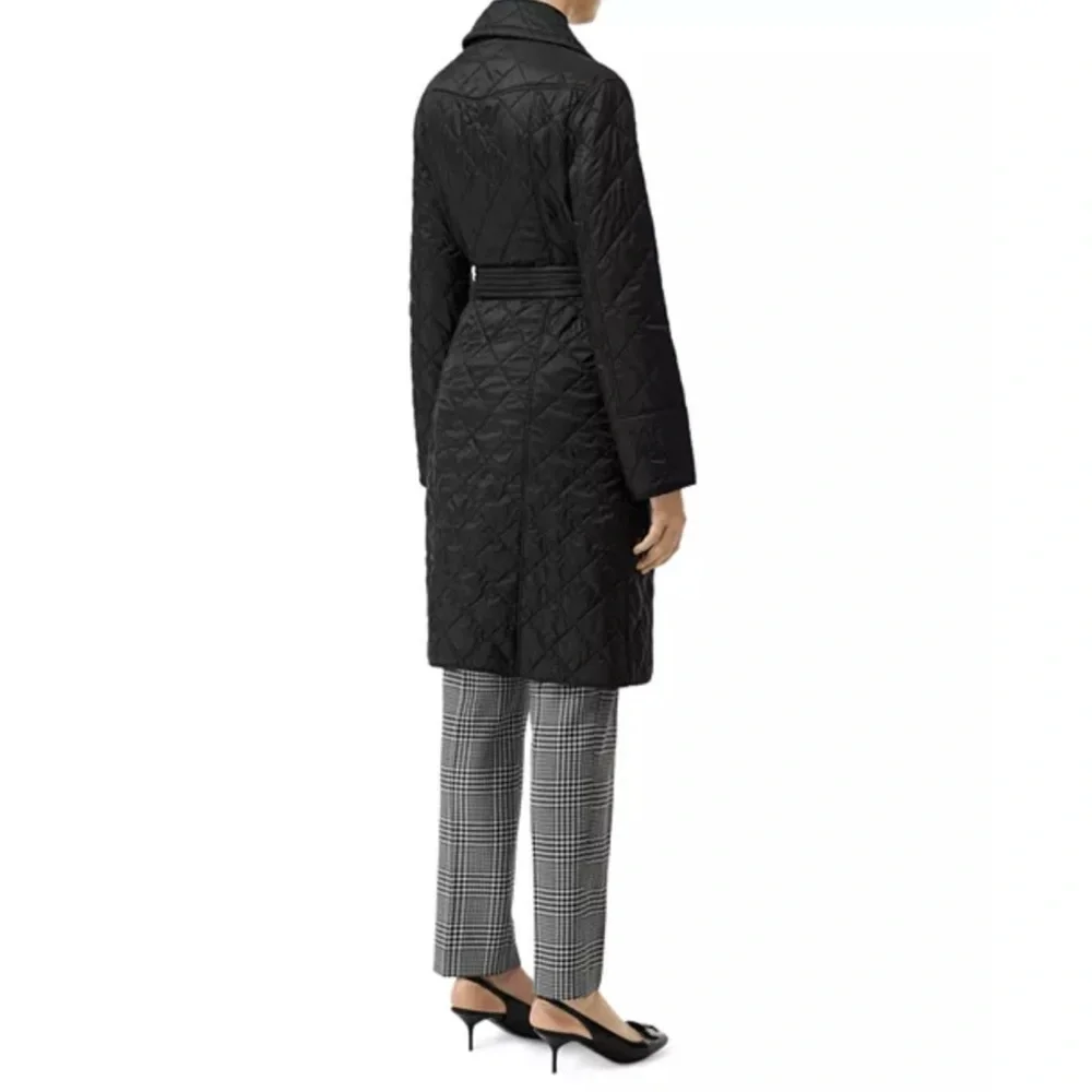 Burberry Quilted Double-Breasted Belted Trench Jacket Black Womens XS - Picture 15 of 17